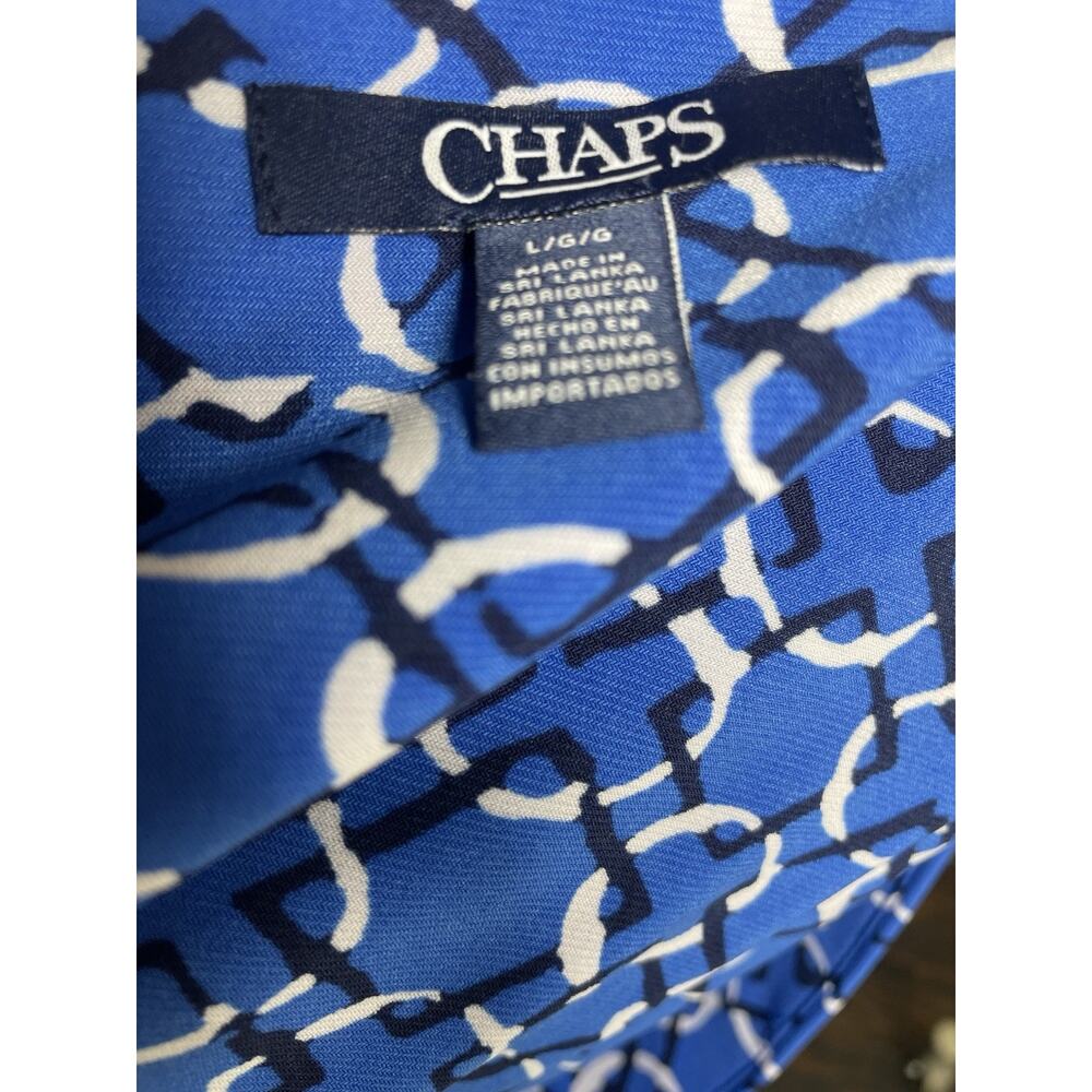 Chaps Ralph Lauren Blue Geometric Sheath Women Dress Preppy Office Casual Large - Picture 7 of 9